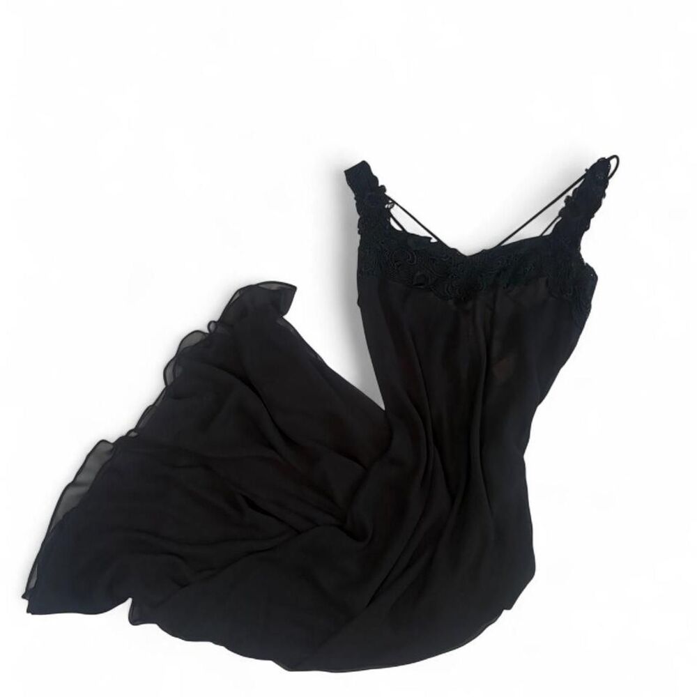 Women's Sheer Criss Cross Strap Embroidered Black Maxi Dress